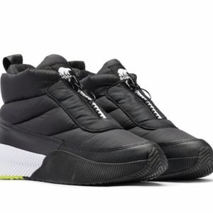 Sorel Waterproof Black and White Ona lll Puffy Zip Ankle Boots 8.5